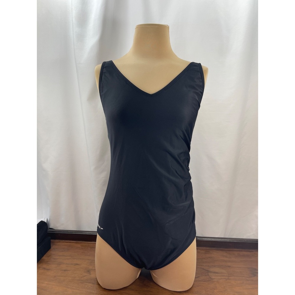 Speedo Women's Black One Piece Swimsuit Size 14 V-neck